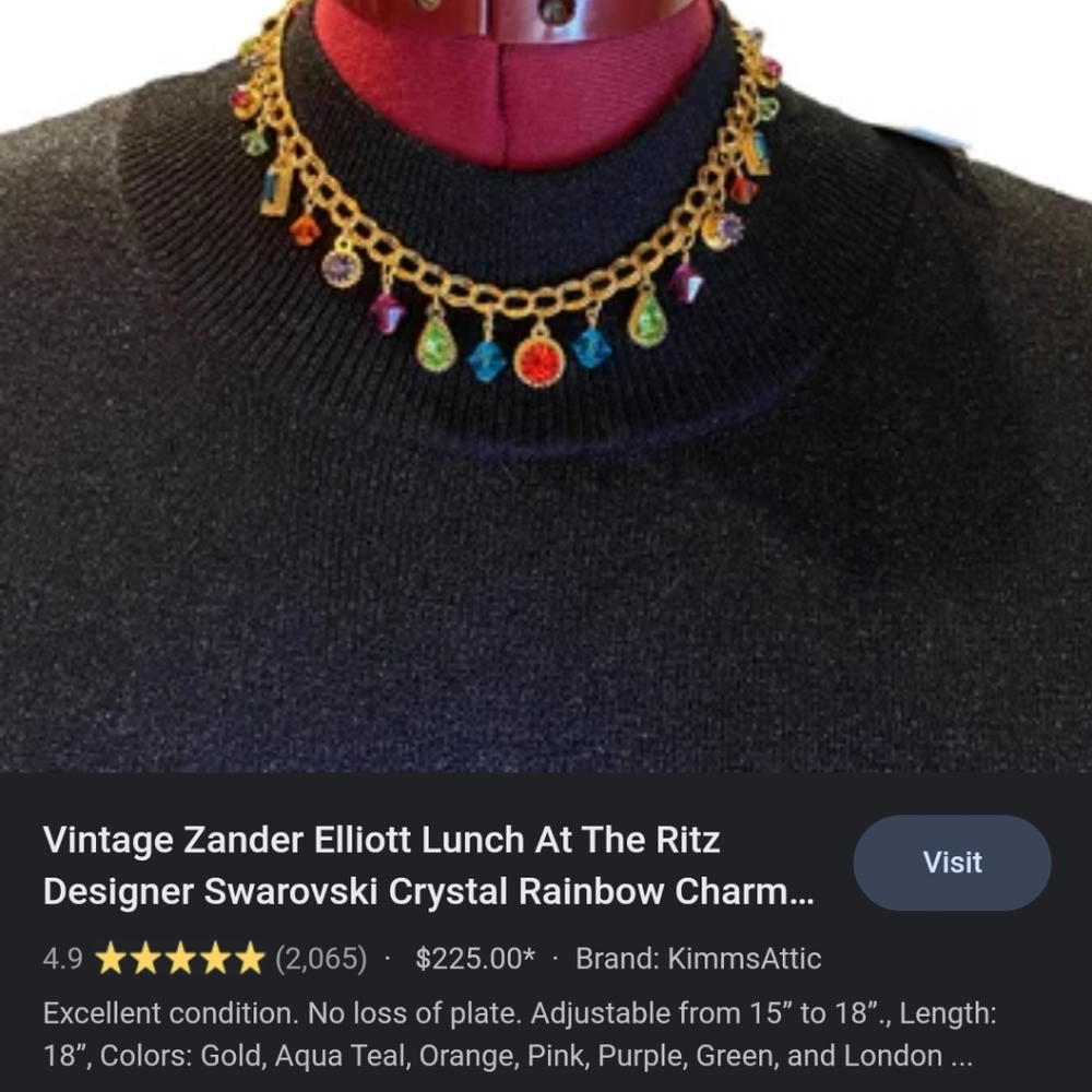 Vintage Zander Elliott Lunch At The Ritz rainbow gem charm bracelet - Picture 12 of 12